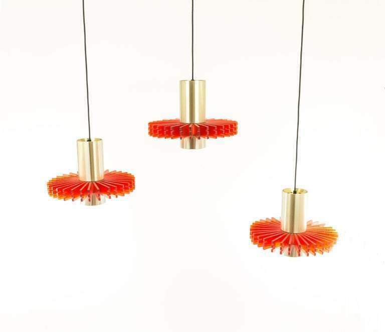 Set Of Three Pendants By Claus Bolby For Cebo Industri, 1960s photo buy