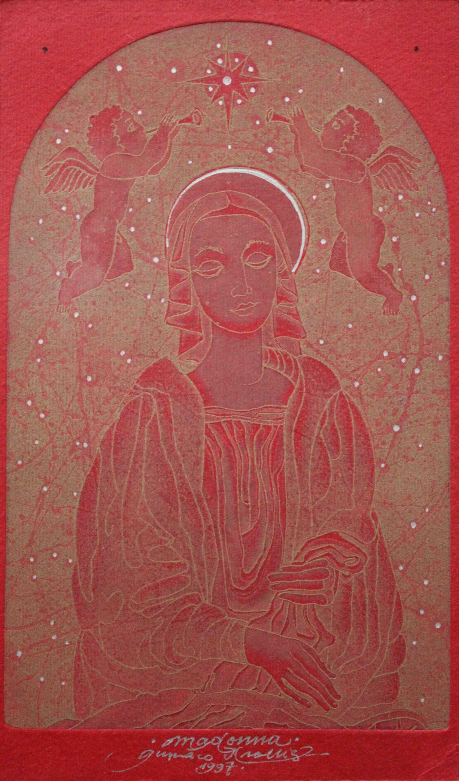 Gunars Krollis Madonna 1997. Paper, Mixed Media Art, 20x12 Cm 1997