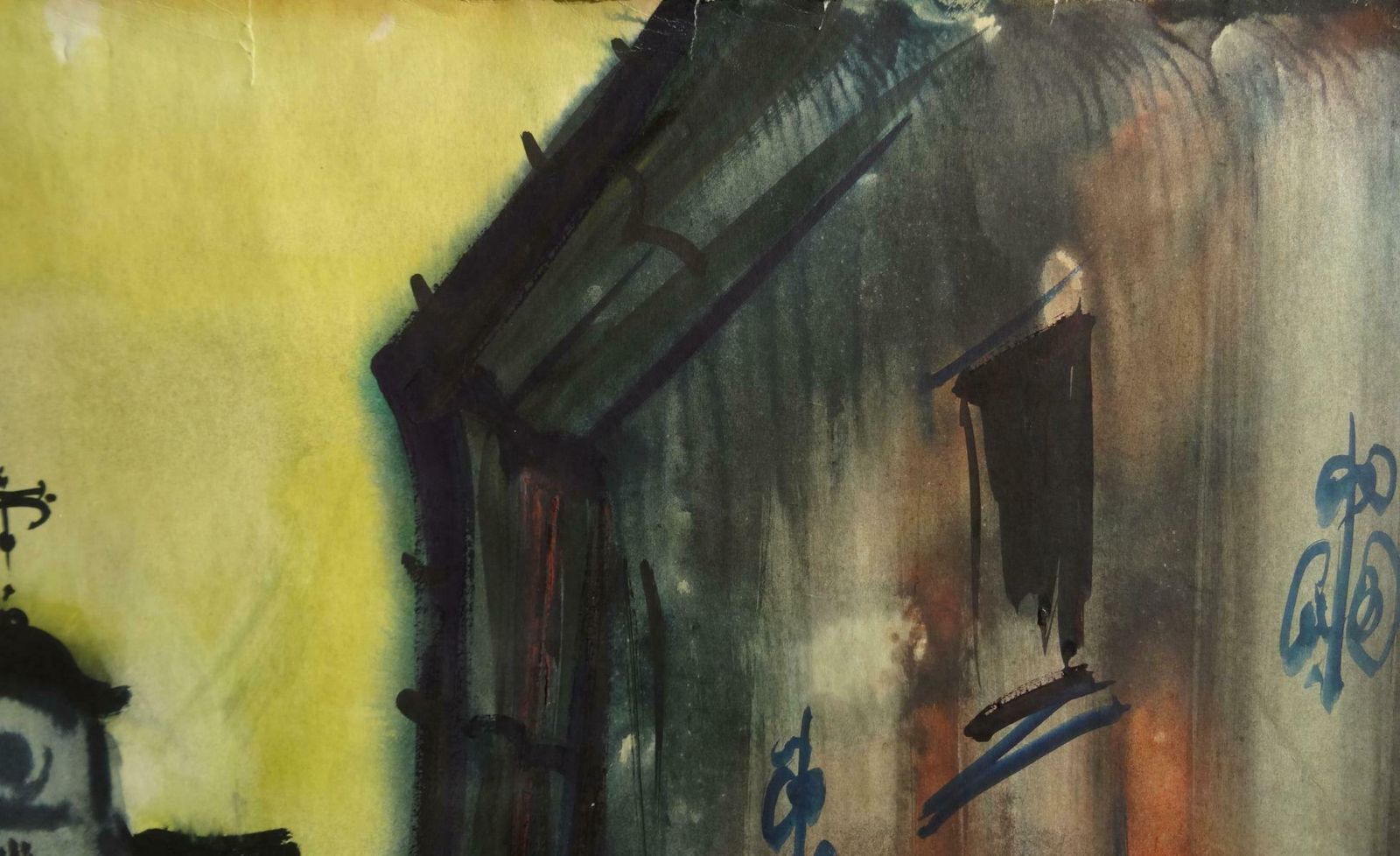 Janis Brekte Warehouses 1979, Paper, Watercolour, 99x64 Cm 1979 photo furniture