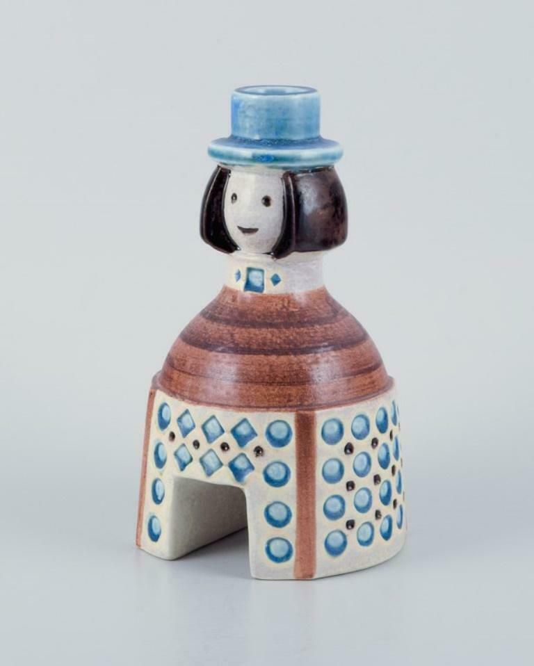 Britt Louise Sundell For Gustavsberg. Rare Ceramic Candlestick. A Groom. photo for sale