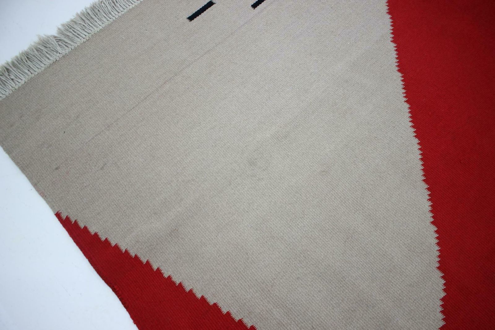 1950s Geometric Wool Kilim Carpet / Rug In Style Of Antonin Kybal photo vintage