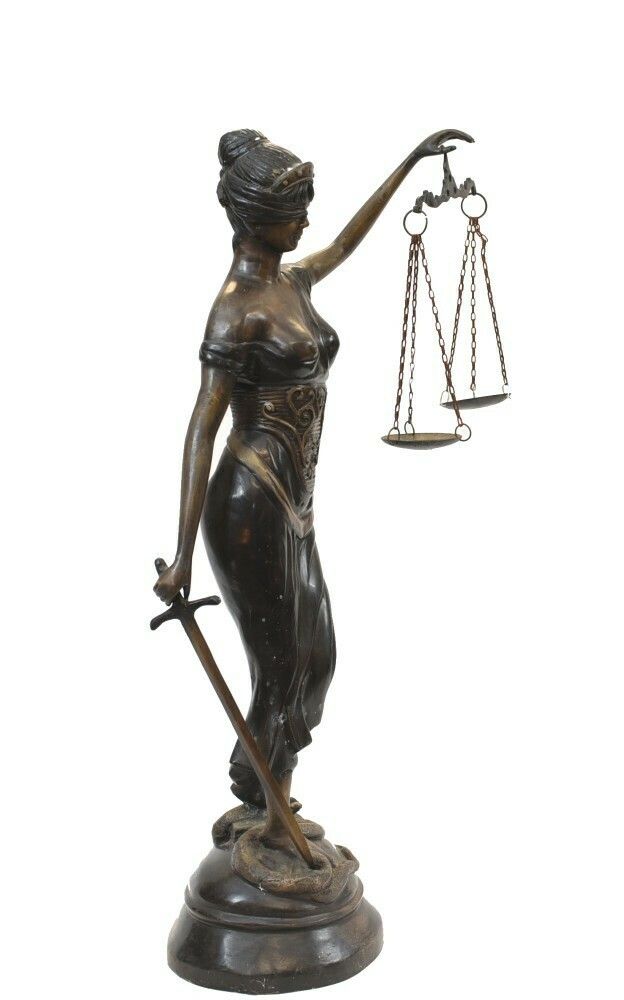 Bronze Lady Justice Statue Scales Legal Justitia Themis photo vinterior