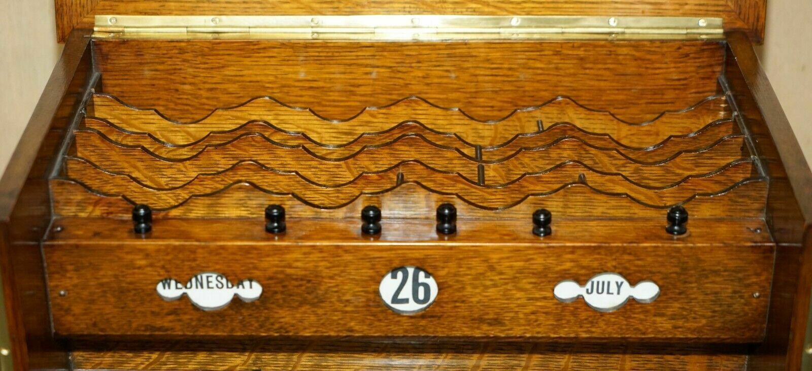 photo vintage Restored Antique Art Nouveau Stationery Writing Cabinet With Calendar & Key