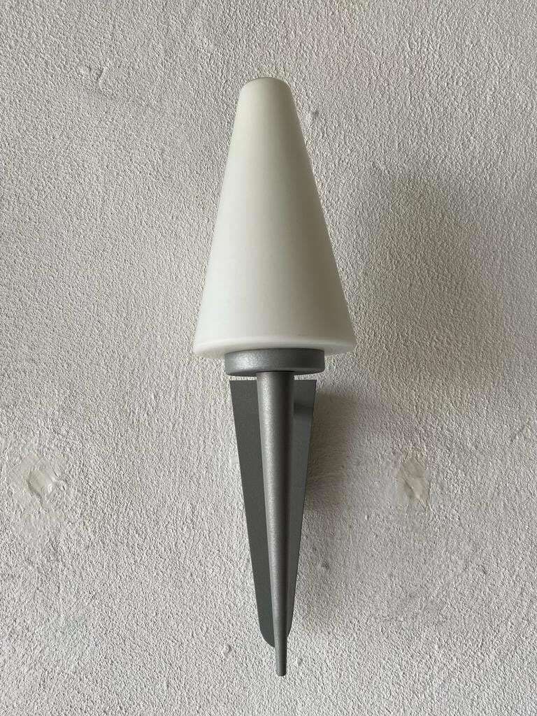 Elegant White Glass Pyramid Design Pair Of Sconces By Böhmer Leuchten, 1970s, Germany photo vinterior