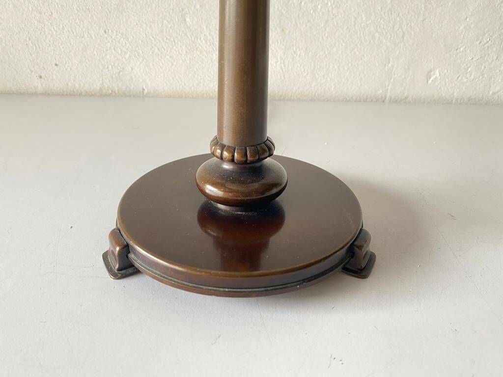 Art Deco Milk Glass And Bronze Large Table Lamp By D.R.P. Savas, German Reich Patent, 1930s, Germany photo buy