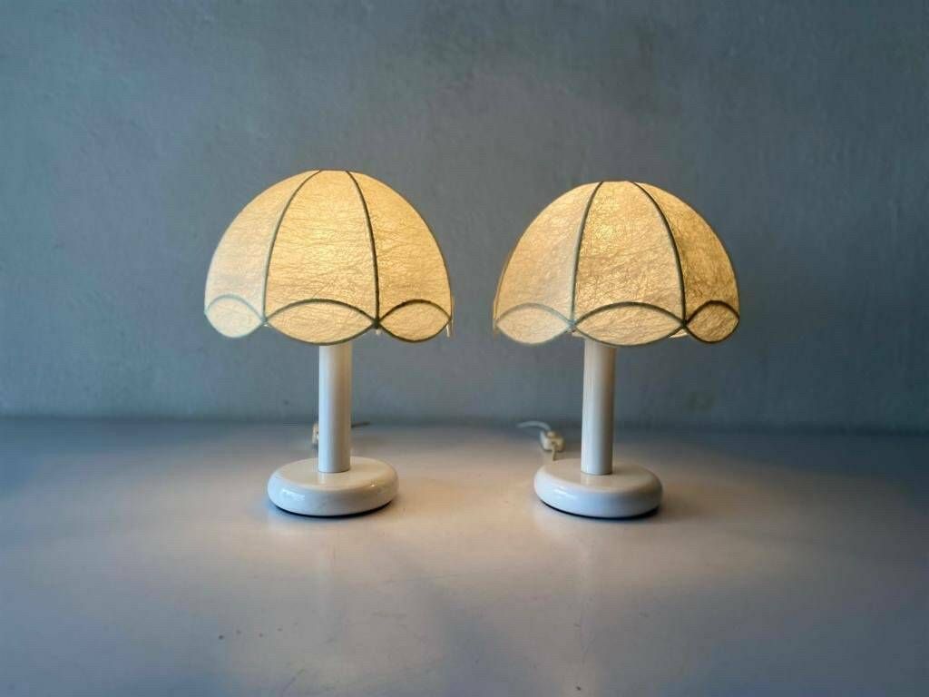 Cocoon & White Metal Body Pair Of Beautiful Table Lamps By Goldkant, Castiglioni Era, 1970s, Germany photo furniture