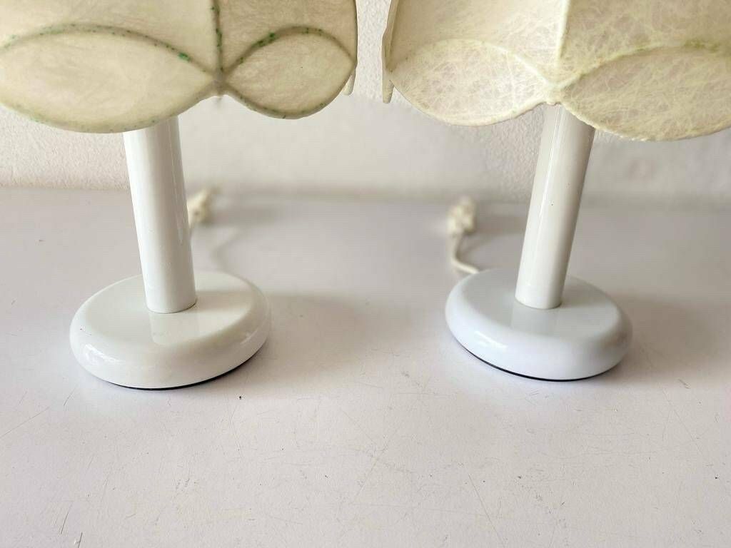 Cocoon & White Metal Body Pair Of Beautiful Table Lamps By Goldkant, Castiglioni Era, 1970s, Germany photo vintage