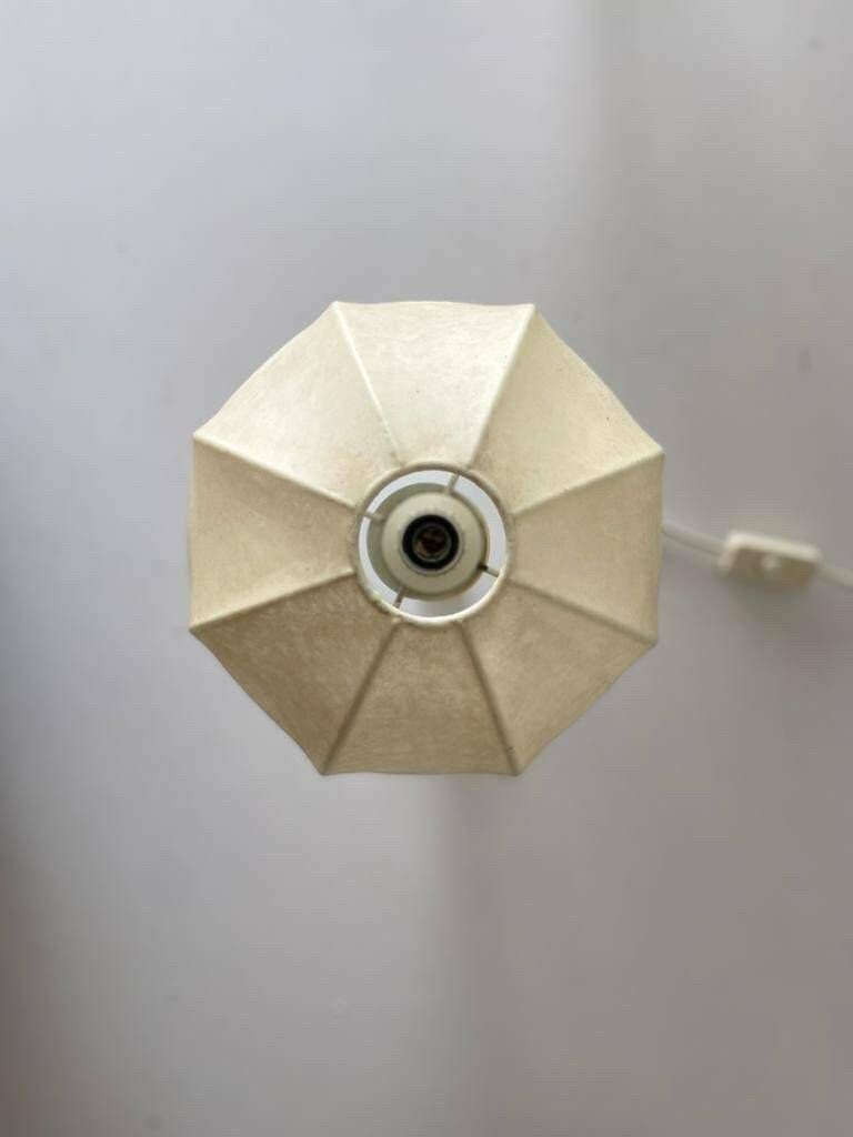 photo for sale Cocoon & White Metal Body Pair Of Beautiful Table Lamps By Goldkant, Castiglioni Era, 1970s, Germany