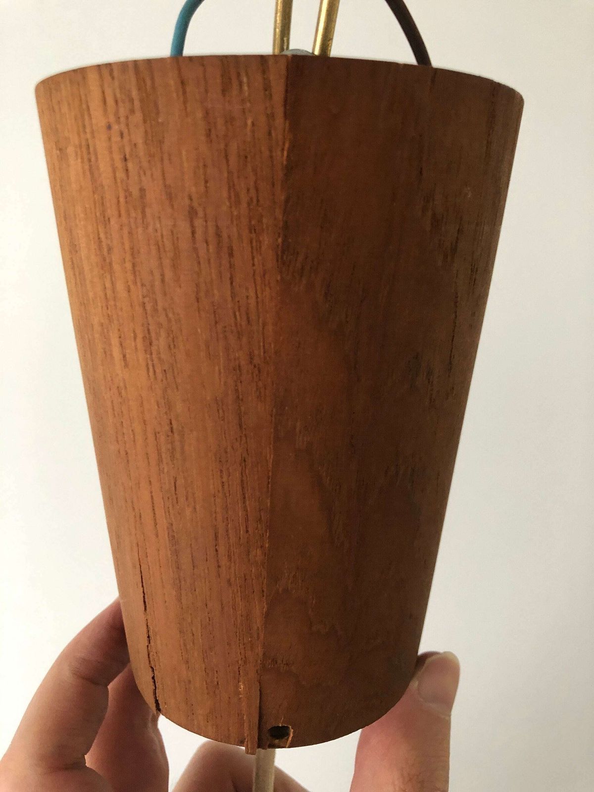 photo furniture Unusual Design Wood And Plastic Paper Large Pendant Lamp, 1960s, Germany