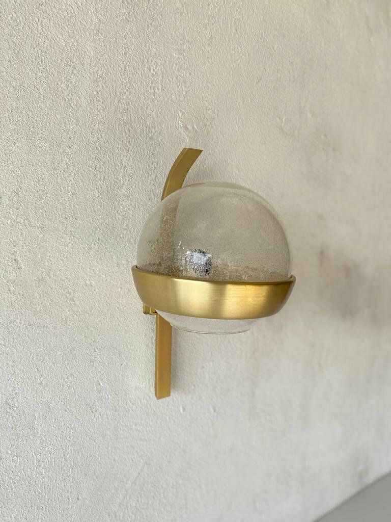 Beautiful Italian Air Bubble Glass And Gold Metal Sconce, 1960s, Italy photo furniture