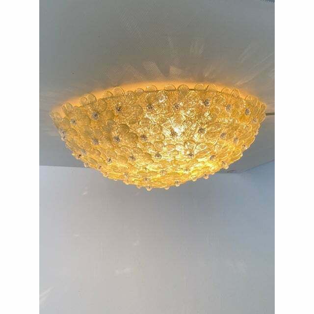Early 21st Century Gold Flowers Murano Glass Flush Mount photo furniture