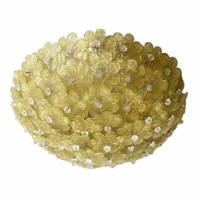 Early 21st Century Gold Flowers Murano Glass Flush Mount photo Lighting