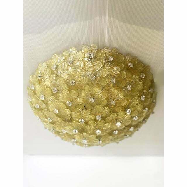 Early 21st Century Gold Flowers Murano Glass Flush Mount photo buy