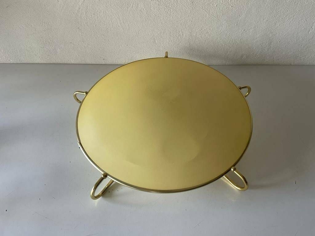 Erco Gold Metal Frame Beautiful Retro Shade Xl Ceiling Or Wall Lamp, 1950s, Germany
