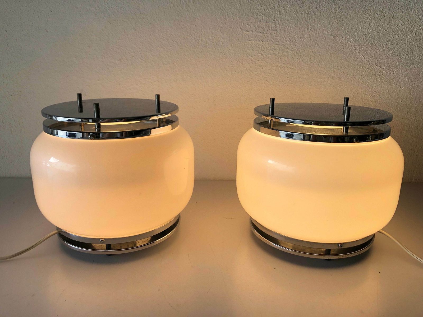 Italian Design Glass Pair Of Table Lamps, 1960s, Italy photo furniture