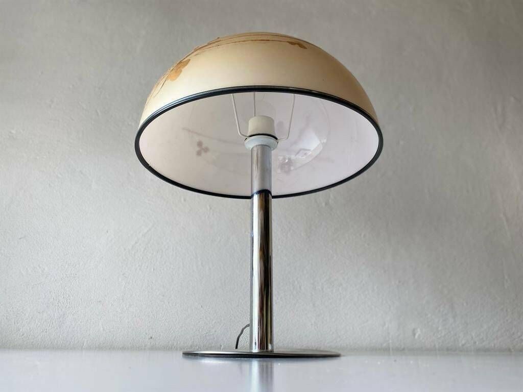 Large Plastic Shade With Flower Ornaments And Chrome Body Very Rare Table Lamp, 1970s, Germany photo Lighting