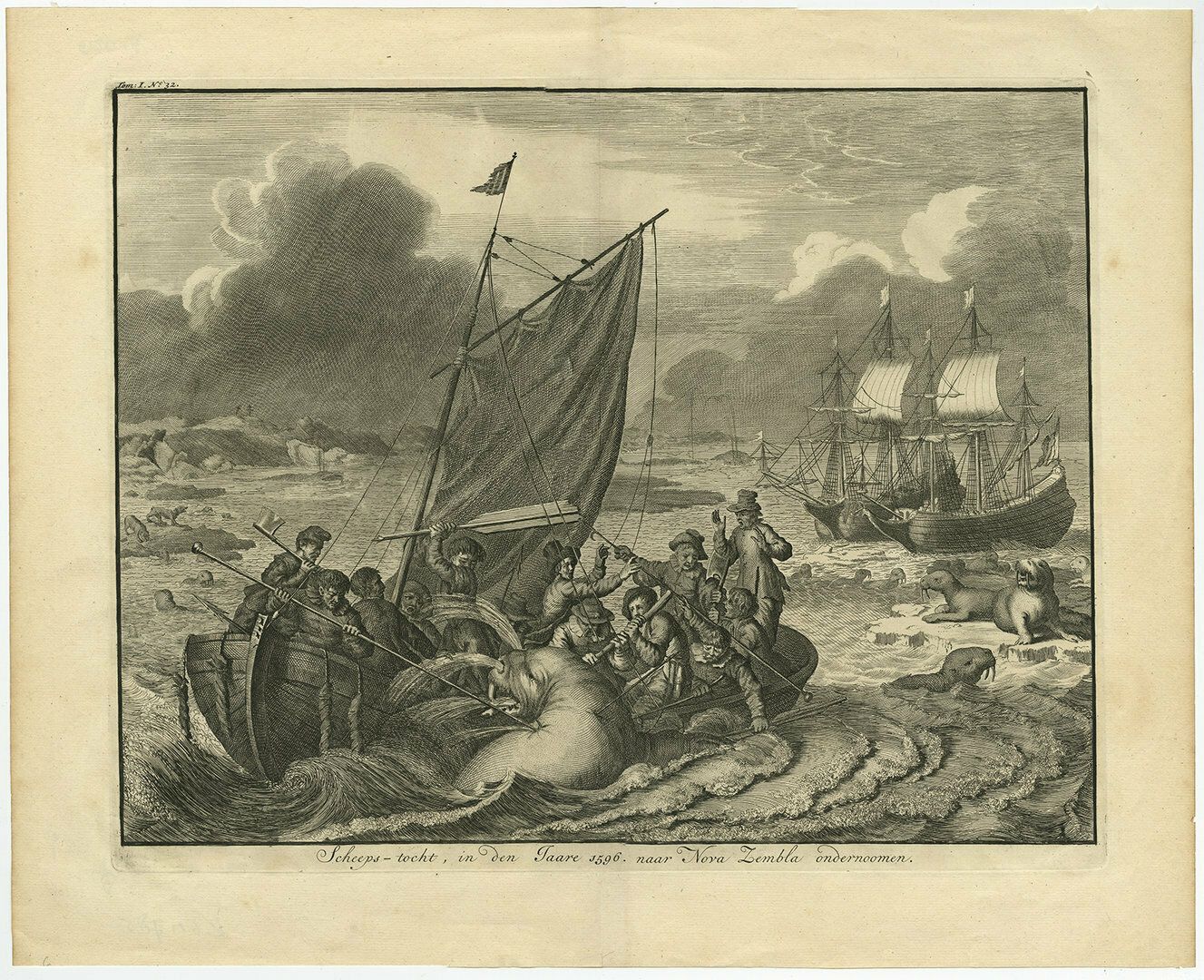 Antique Print Of The Sea Voyage To Nova Zembla, Russia