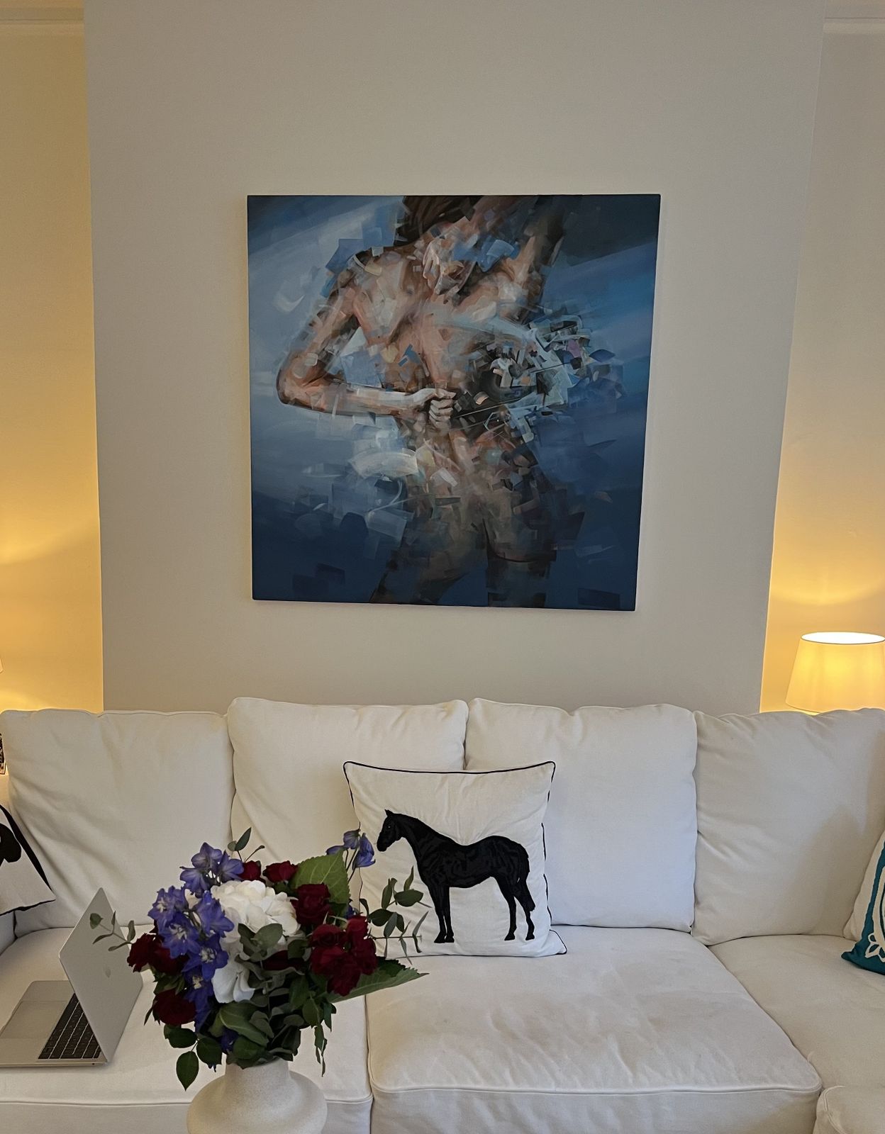 Into The Blue Painting By Dairo Vargas // Unique Work With Signature photo furniture