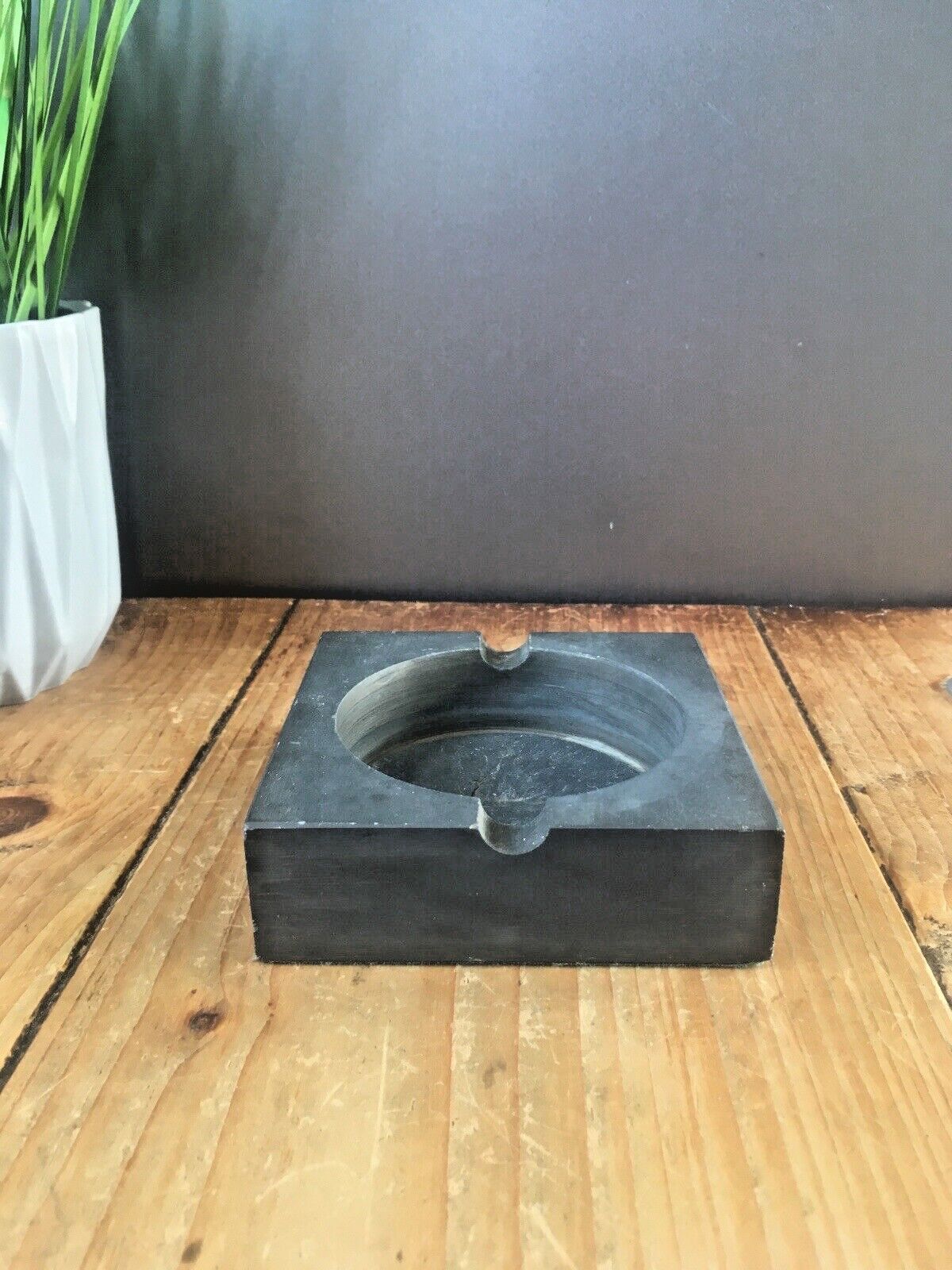 Vintage Art Deco Style Welsh Folk Art Crafted Slate Ashtray Geometric Antique photo buy