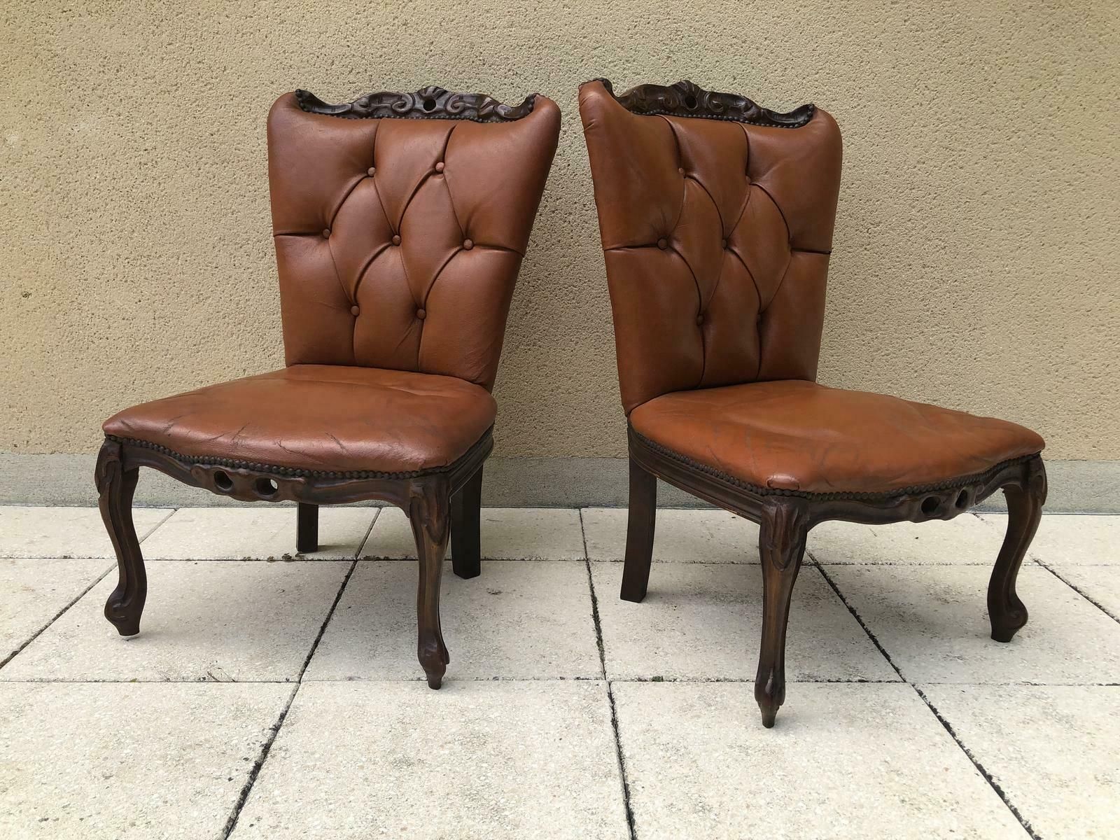 French Pair Of Low Bedroom Parlour Chairs Occasional Chairs photo 245.0