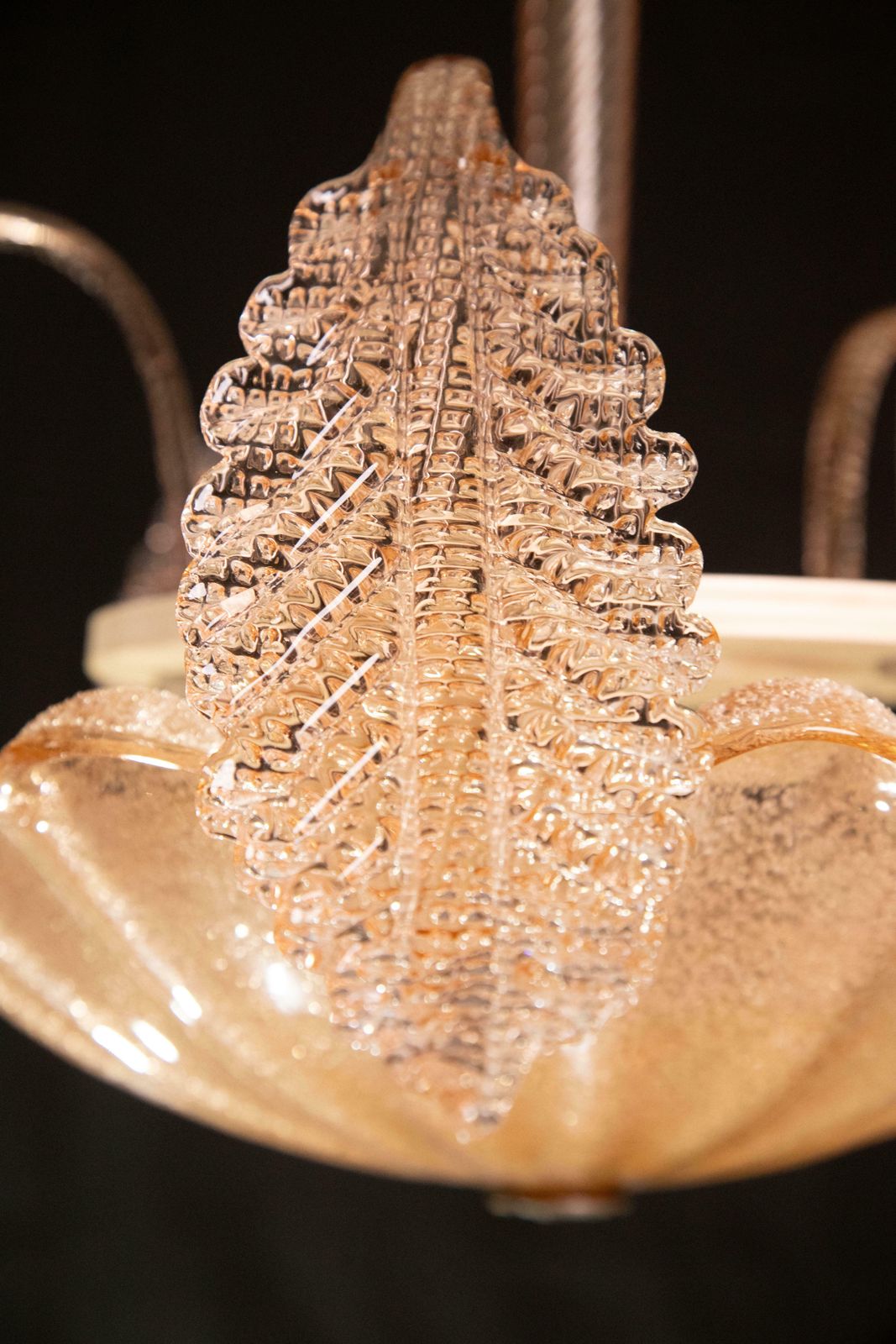 Charming Pink Art Decò Barovier E Toso Pendant Light, Murano Glass, 1940s photo buy