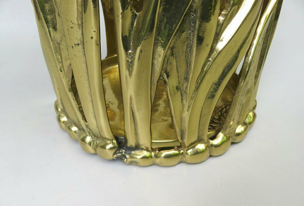 photo vintage Art Nouveau Umbrella Stand In Polished Bronze, 1970s