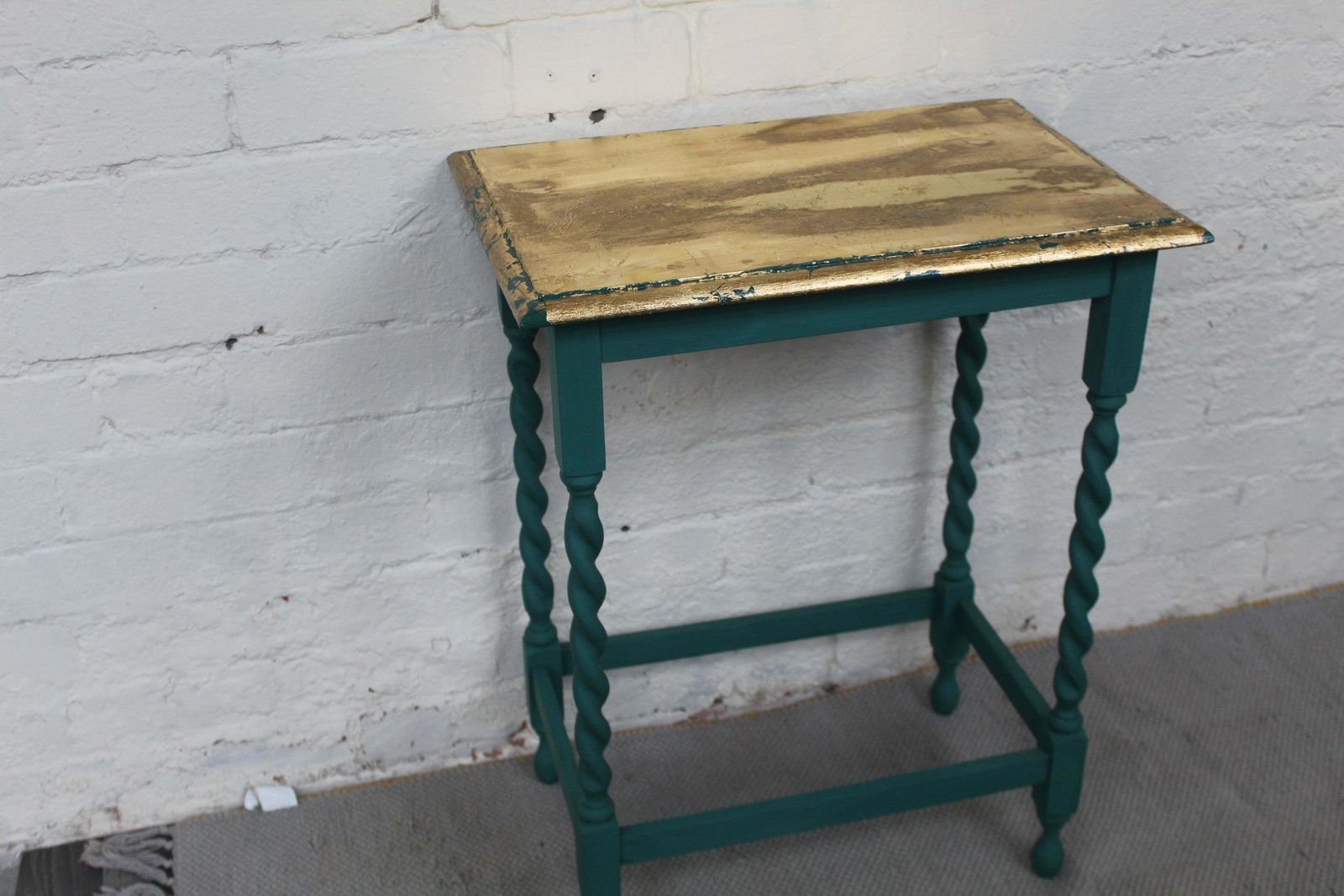 Carolina Green And Gold Barley Twist Leg Table photo furniture