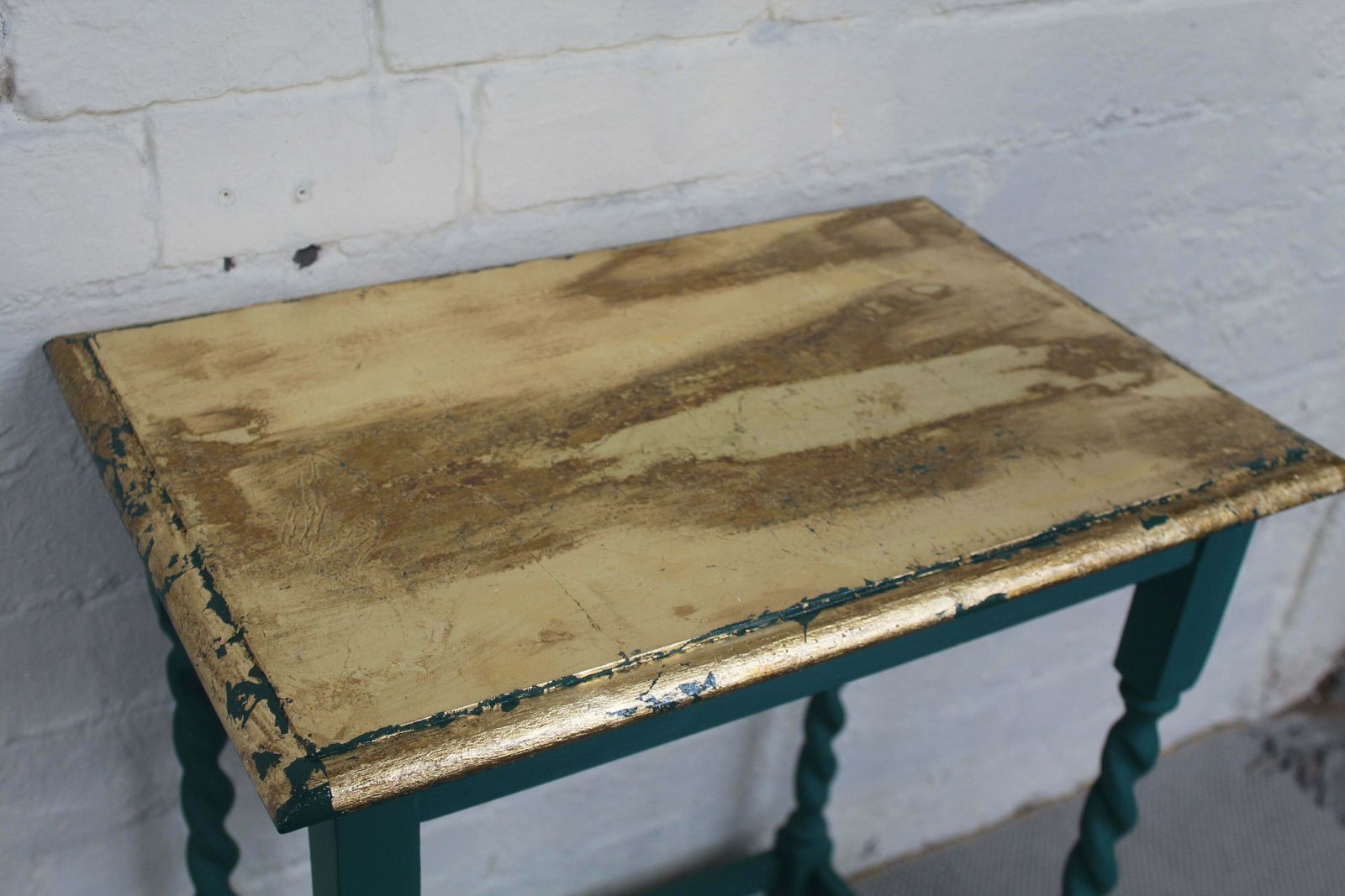 Carolina Green And Gold Barley Twist Leg Table photo 235.0