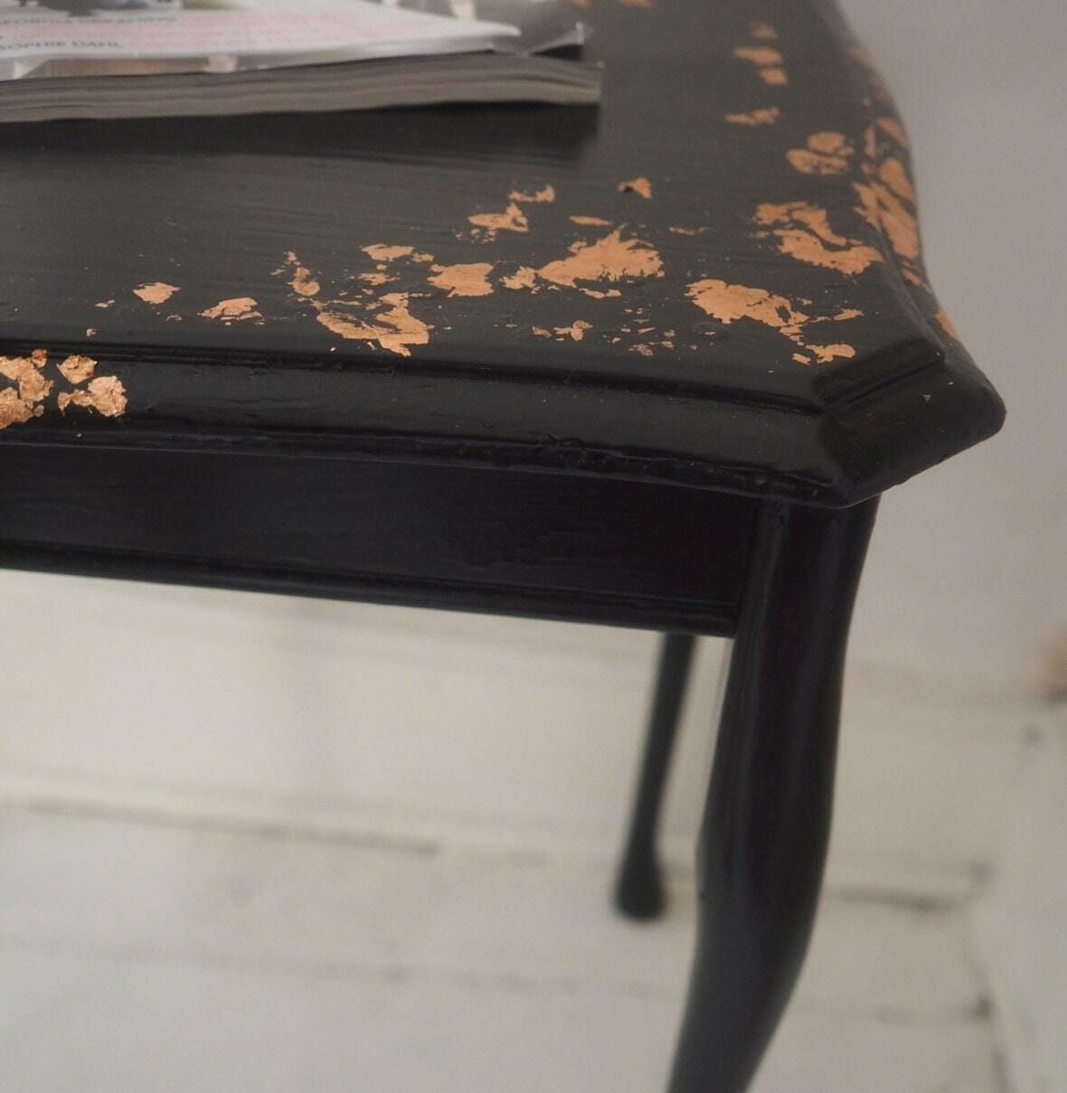 Amelia | Black Side Table Hand Finished With Copper Leaf photo Furniture
