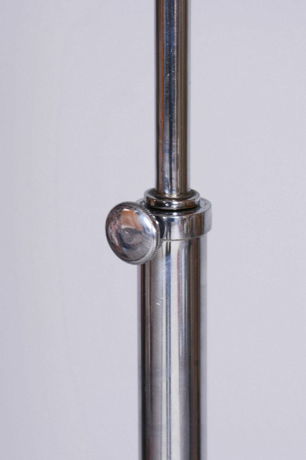 photo furniture 20th Century Czech Bauhaus Chrome Floor Lamp With Parchment Shade, 1920s
