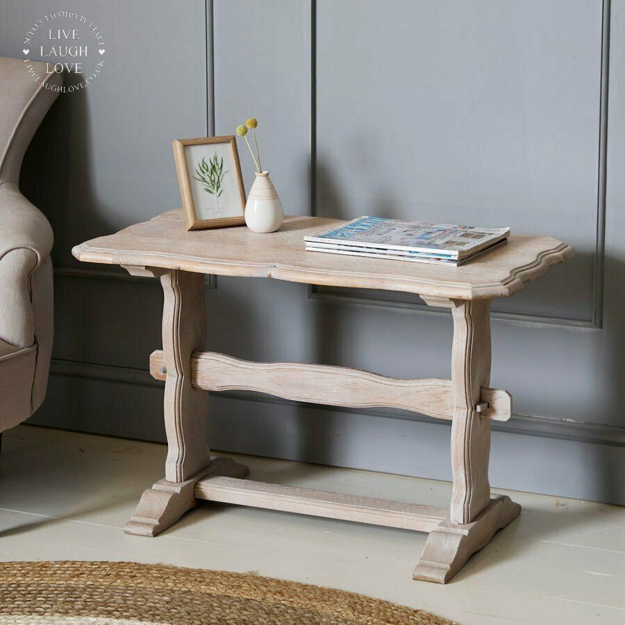 Vintage French Mid 20th Century Lime Waxed Oak Coffee Table