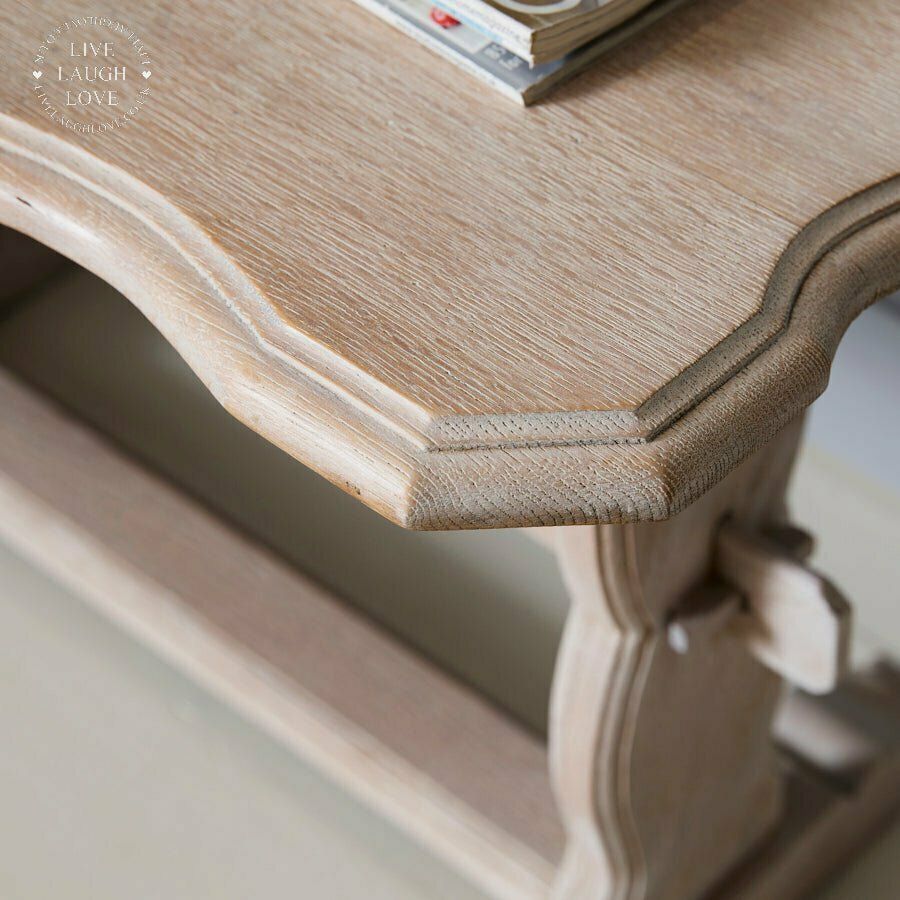 Vintage French Mid 20th Century Lime Waxed Oak Coffee Table photo Furniture