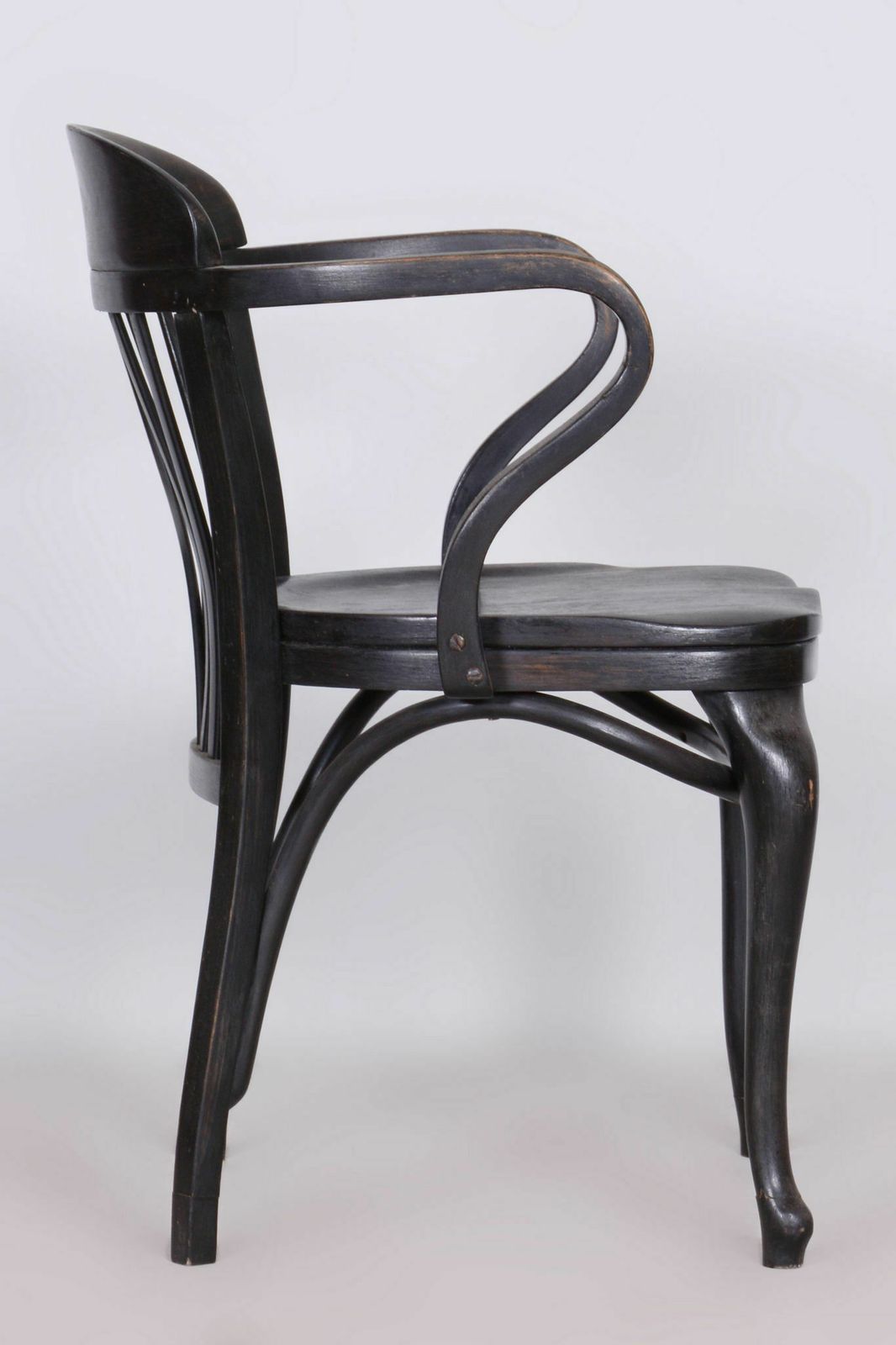 Restored Black Artdeco Beech Armchair, Thonet Company, Austria, 1920s photo furniture