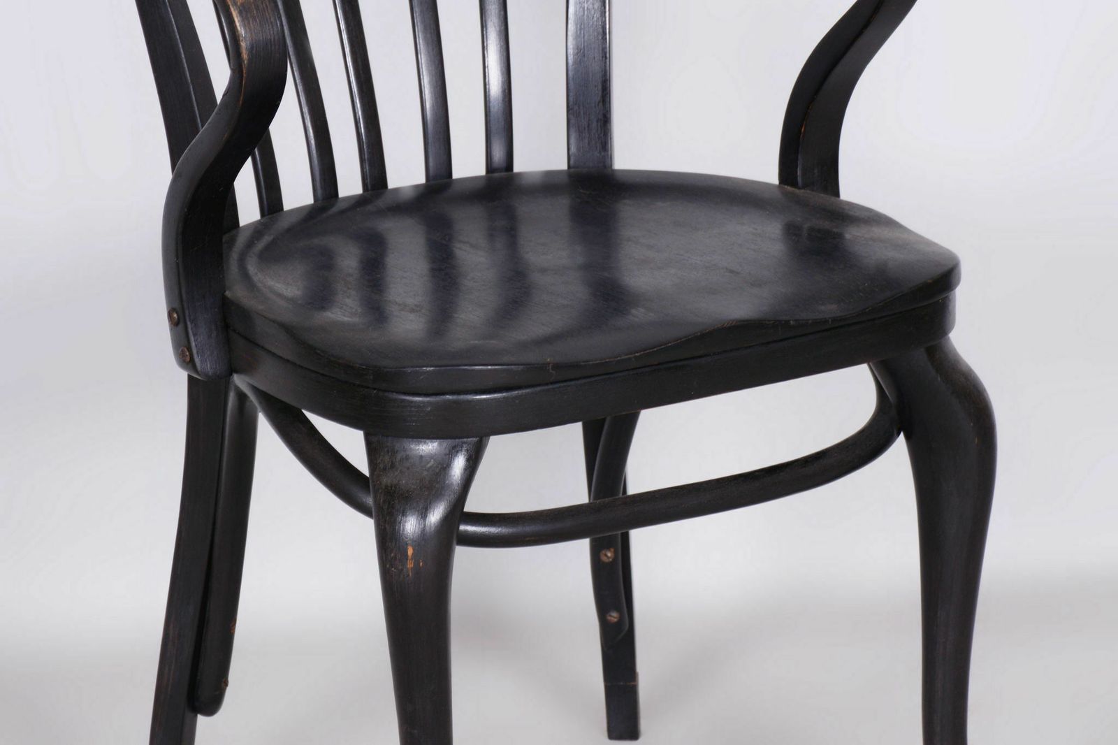 Restored Black Artdeco Beech Armchair, Thonet Company, Austria, 1920s photo 550.0