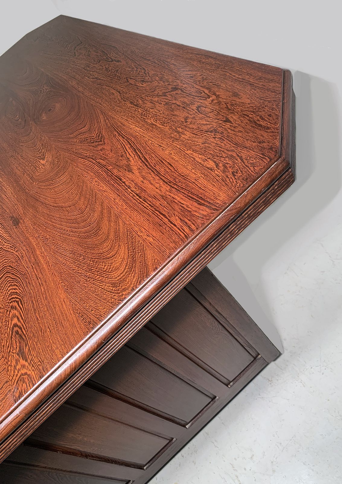 Large Twin Pedestal Desk   Solid Partridge Wood (Like Rosewood)   Art Deco Style/Mid Century photo furniture