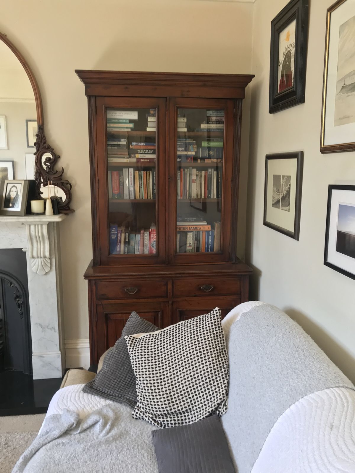 Pair Of Rare, Glass Fronted Edwardian Bookshelves: Oak photo furniture