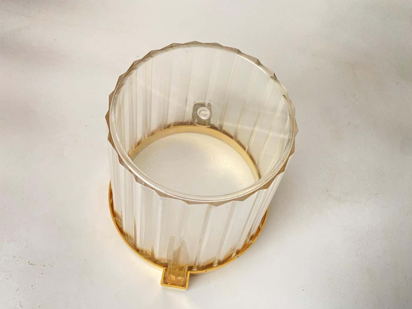 Champagne Bucket In Plastic And Brass Transparent Color France 20th Century photo furniture