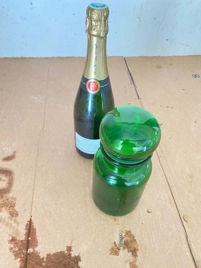 photo furniture French Cobalt Green Pharmacy Bottles Set Of 2 Circa 20th Century