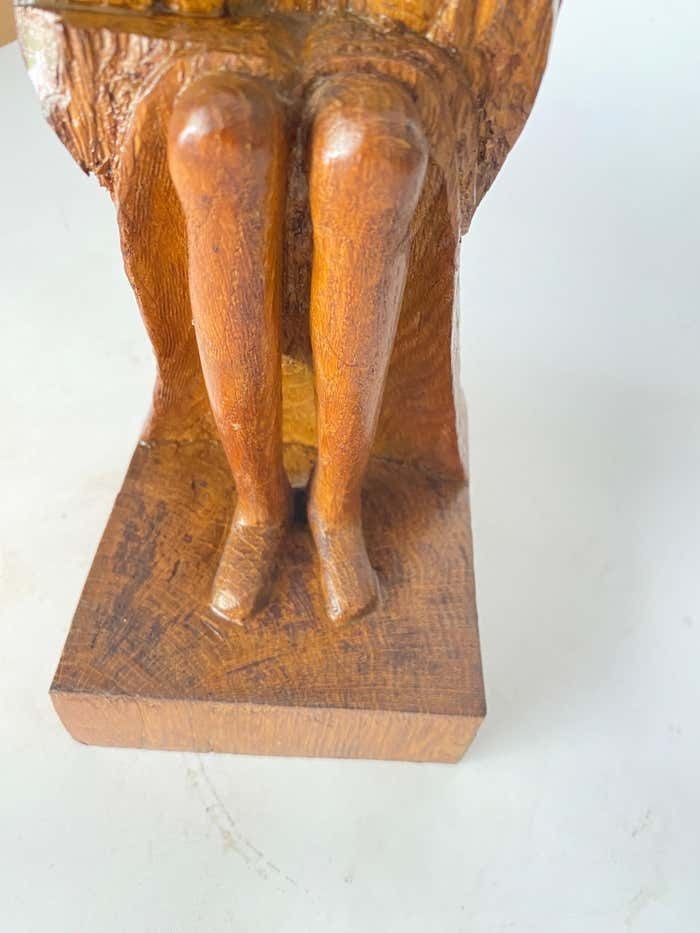 Wood Sculpture In Oak By French Designer 1950 Brown Color photo furniture