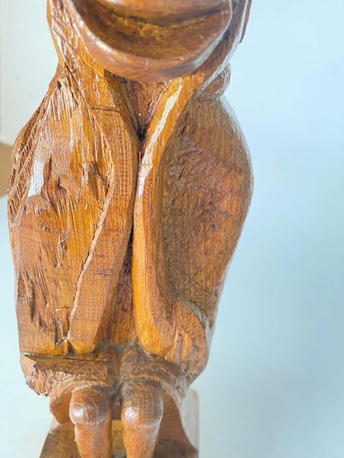 Wood Sculpture In Oak By French Designer 1950 Brown Color photo vinterior