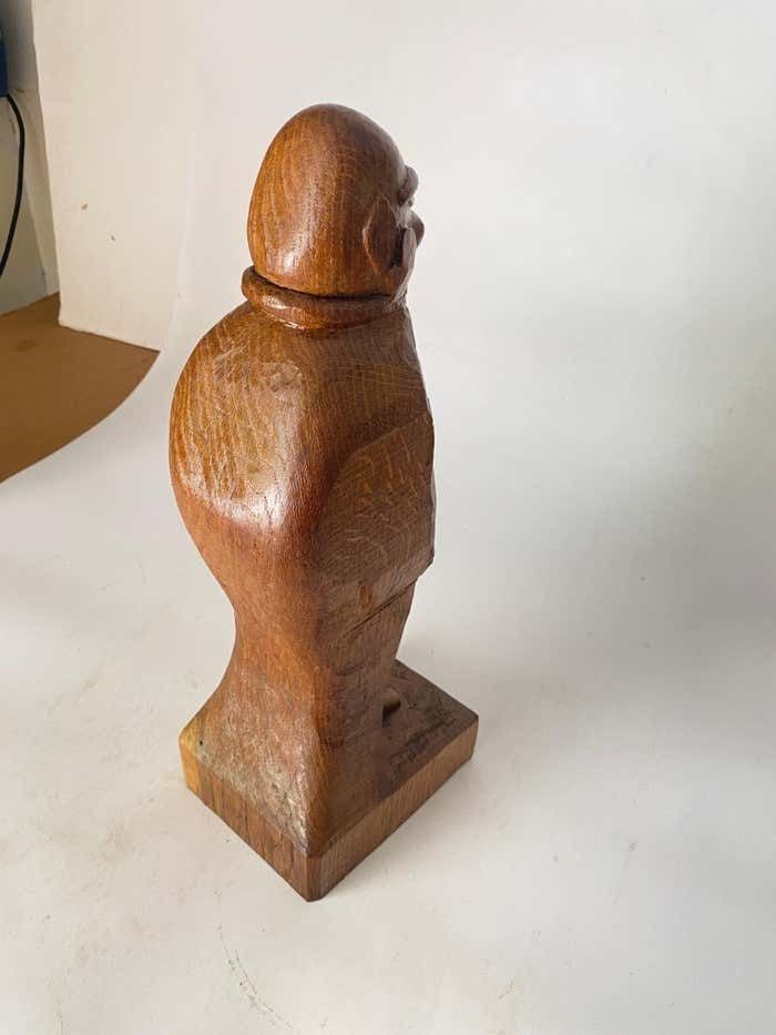 Wood Sculpture In Oak By French Designer 1950 Brown Color photo vintage