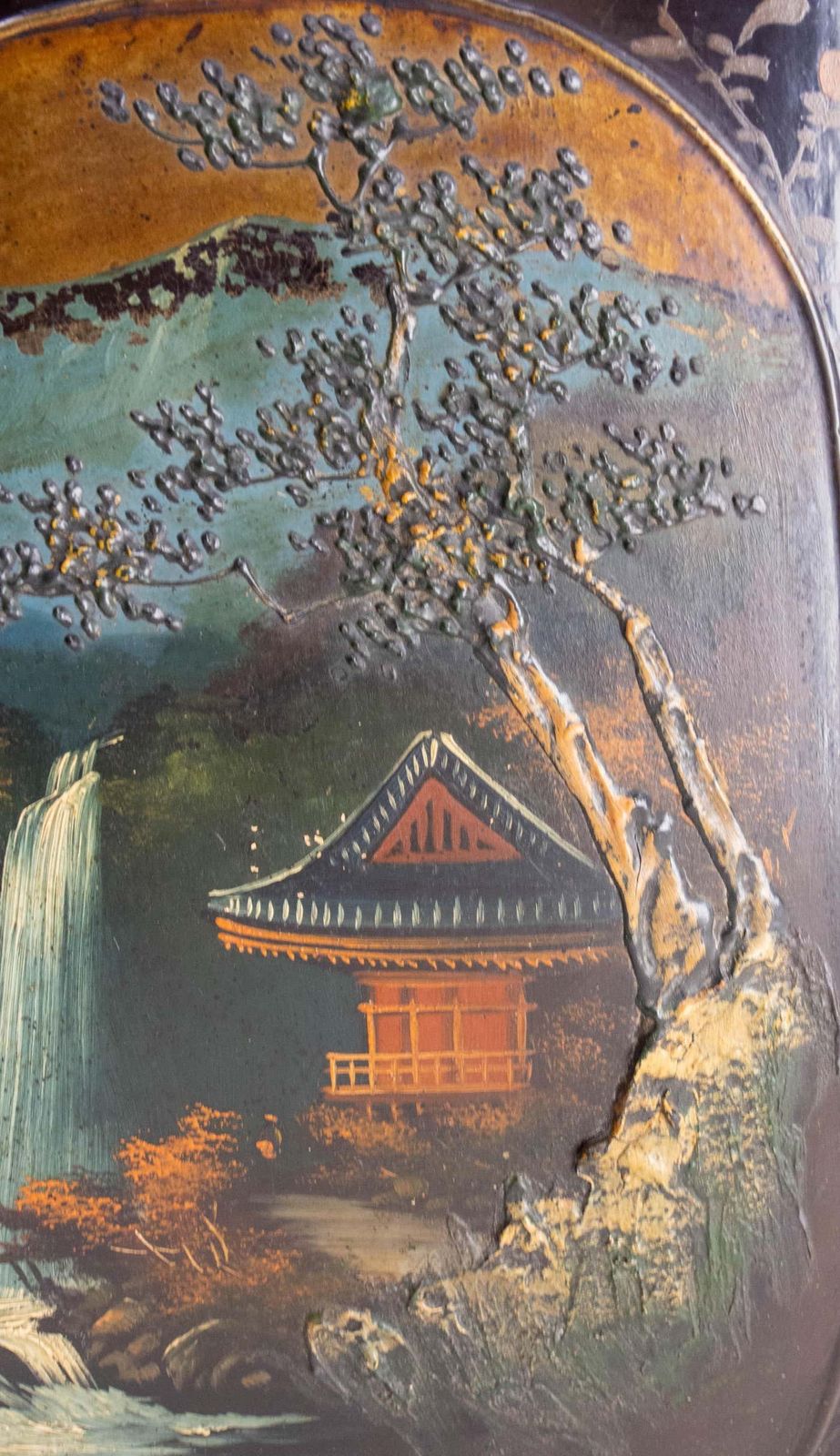 Japonese Pair Of Painted And Lacquered Wood Panels, Mid 19th Century photo Art