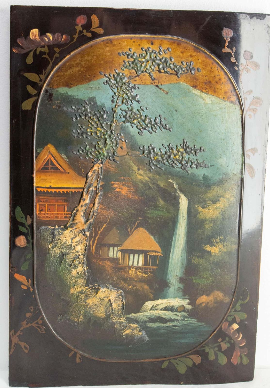 Japonese Pair Of Painted And Lacquered Wood Panels, Mid 19th Century photo 1235.0