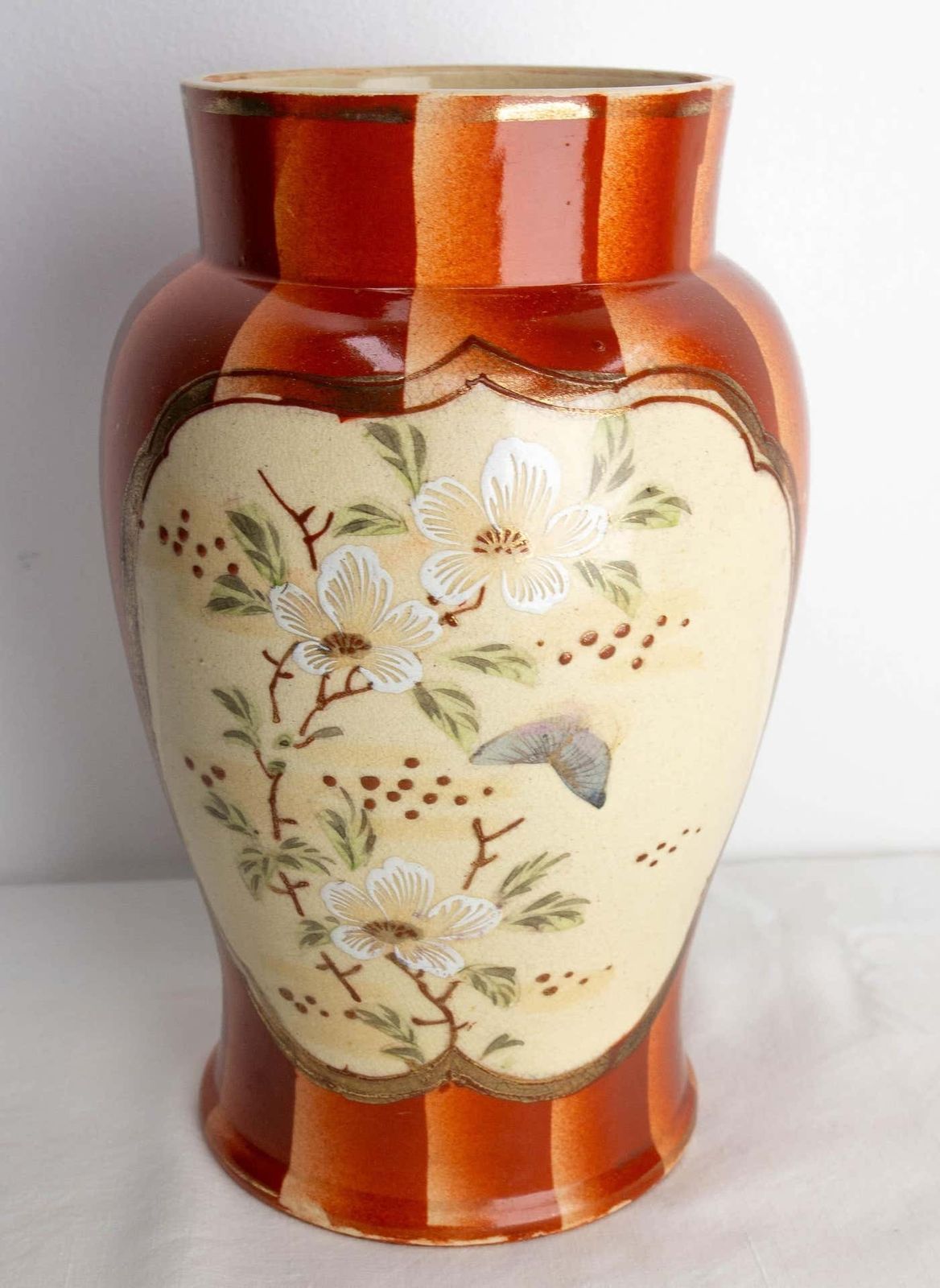 Japanese Ceramic Vase Decorated With Geisha & Cherry Flowers Branch, Circa 1960 photo 308.0