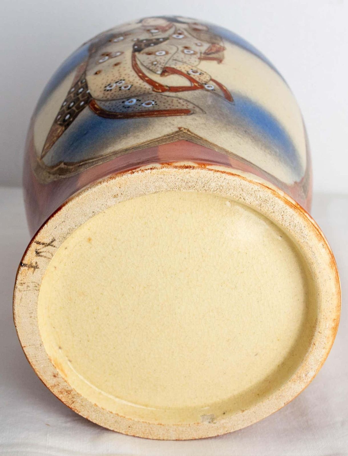 photo for sale Japanese Ceramic Vase Decorated With Geisha & Cherry Flowers Branch, Circa 1960