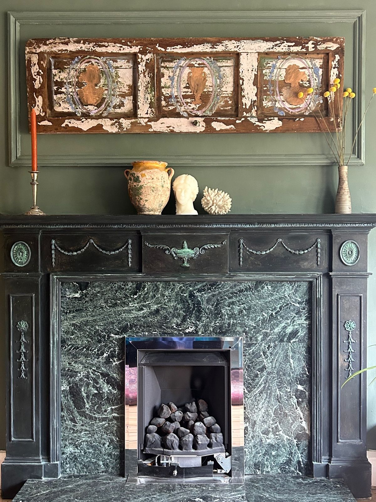 Reclaimed Vintage Door Wall Hanging With Inlaid Versailles Style Panels photo for sale