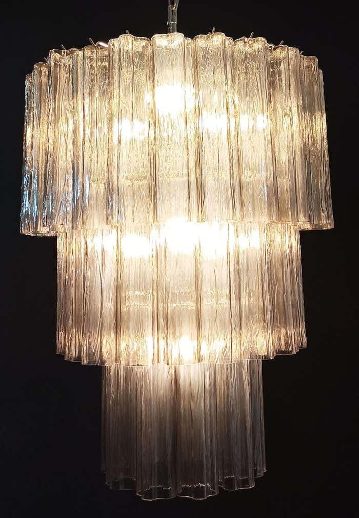 3804.0 Impressive Three Tier Murano Smoked Glass Tube Chandeliers   52 Glasses photo
