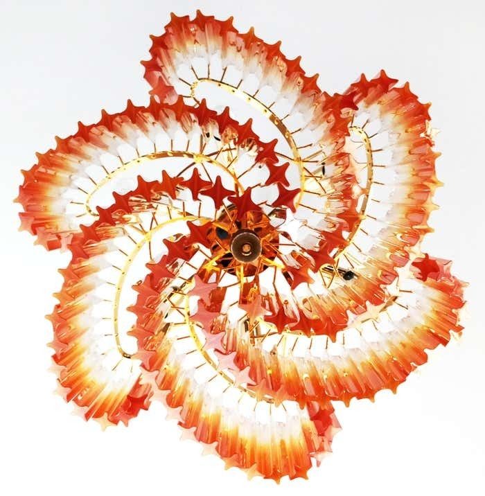 Beautiful Quadriedri Murano Glass Chandeliers   114 Shaded Amber Prism photo 10064.0