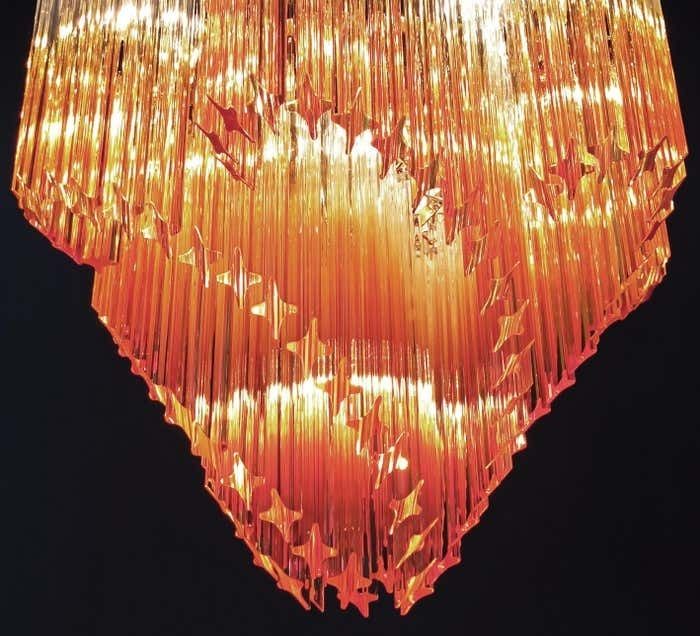 Beautiful Quadriedri Murano Glass Chandeliers   114 Shaded Amber Prism photo buy