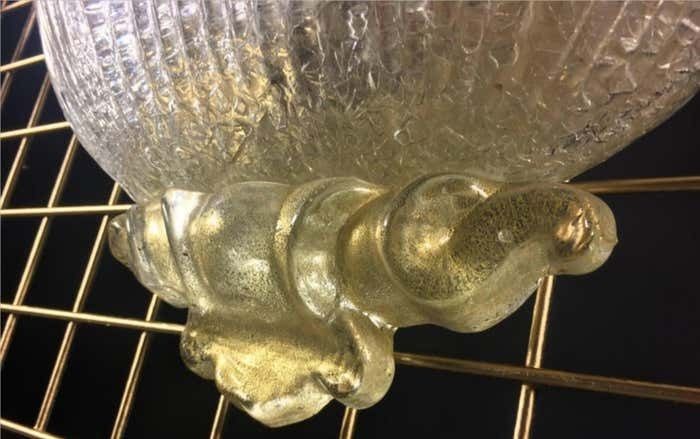 Set Four Sconces Gold Inclusions Barovier & Toso Style, Murano, 1980 photo vintage